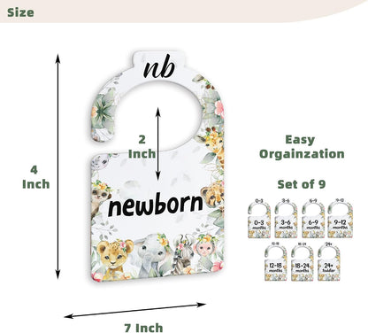 JMOST Eucalyptus Baby Closet Dividers for Nursery Closet Organizer, Newborn to 24 Months Size Clothes, Greenery Hangers with Size Dividers, Double Sided