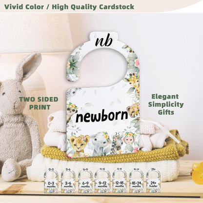 JMOST Eucalyptus Baby Closet Dividers for Nursery Closet Organizer, Newborn to 24 Months Size Clothes, Greenery Hangers with Size Dividers, Double Sided