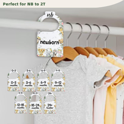JMOST Eucalyptus Baby Closet Dividers for Nursery Closet Organizer, Newborn to 24 Months Size Clothes, Greenery Hangers with Size Dividers, Double Sided