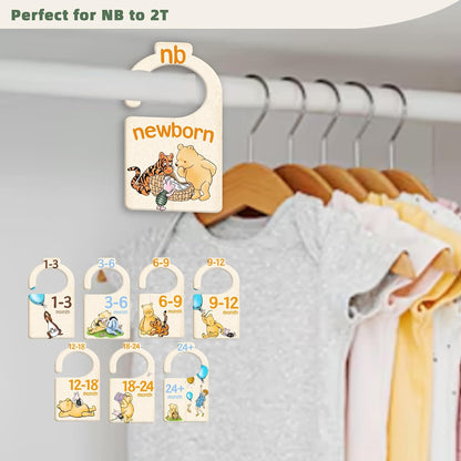 JMOST Eucalyptus Baby Closet Dividers for Nursery Closet Organizer, Newborn to 24 Months Size Clothes, Greenery Hangers with Size Dividers, Double Sided