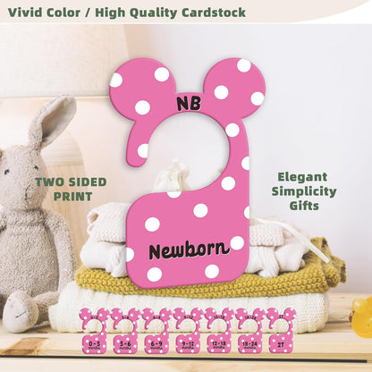 JMOST Eucalyptus Baby Closet Dividers for Nursery Closet Organizer, Newborn to 24 Months Size Clothes, Greenery Hangers with Size Dividers, Double Sided