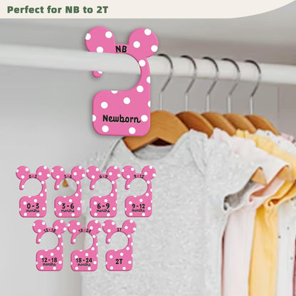 JMOST Eucalyptus Baby Closet Dividers for Nursery Closet Organizer, Newborn to 24 Months Size Clothes, Greenery Hangers with Size Dividers, Double Sided