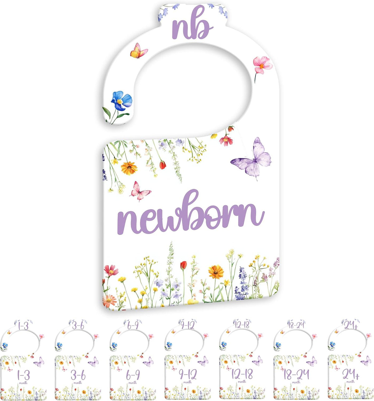 JMOST Eucalyptus Baby Closet Dividers for Nursery Closet Organizer, Newborn to 24 Months Size Clothes, Greenery Hangers with Size Dividers, Double Sided