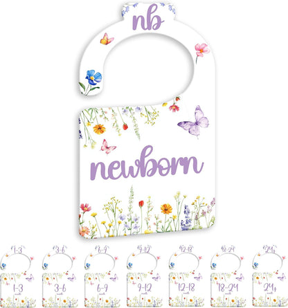 JMOST Eucalyptus Baby Closet Dividers for Nursery Closet Organizer, Newborn to 24 Months Size Clothes, Greenery Hangers with Size Dividers, Double Sided