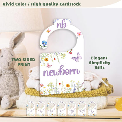 JMOST Eucalyptus Baby Closet Dividers for Nursery Closet Organizer, Newborn to 24 Months Size Clothes, Greenery Hangers with Size Dividers, Double Sided
