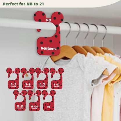 JMOST Eucalyptus Baby Closet Dividers for Nursery Closet Organizer, Newborn to 24 Months Size Clothes, Greenery Hangers with Size Dividers, Double Sided