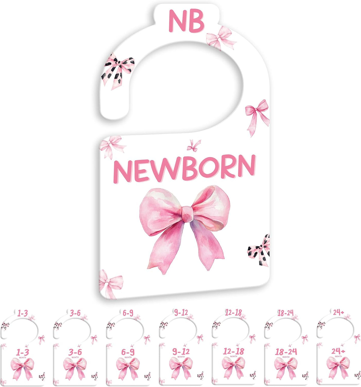 JMOST Eucalyptus Baby Closet Dividers for Nursery Closet Organizer, Newborn to 24 Months Size Clothes, Greenery Hangers with Size Dividers, Double Sided