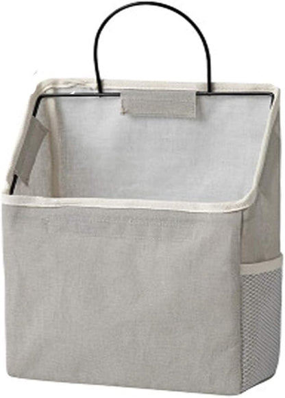 Wall Hanging Storage Bag, Waterproof Over The Door Closet Organizer Hanging Pocket Linen Cotton Organizer Box Containers for Bedroom, Bathroom (Black)