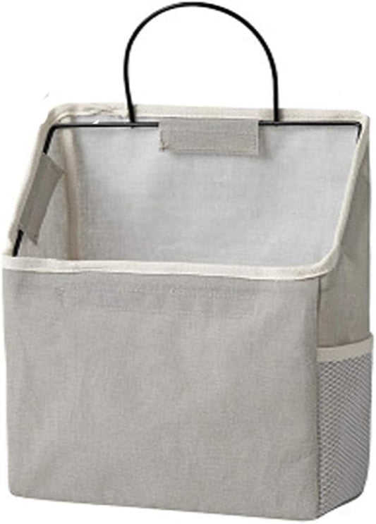 Wall Hanging Storage Bag, Waterproof Over The Door Closet Organizer Hanging Pocket Linen Cotton Organizer Box Containers for Bedroom, Bathroom (Black)