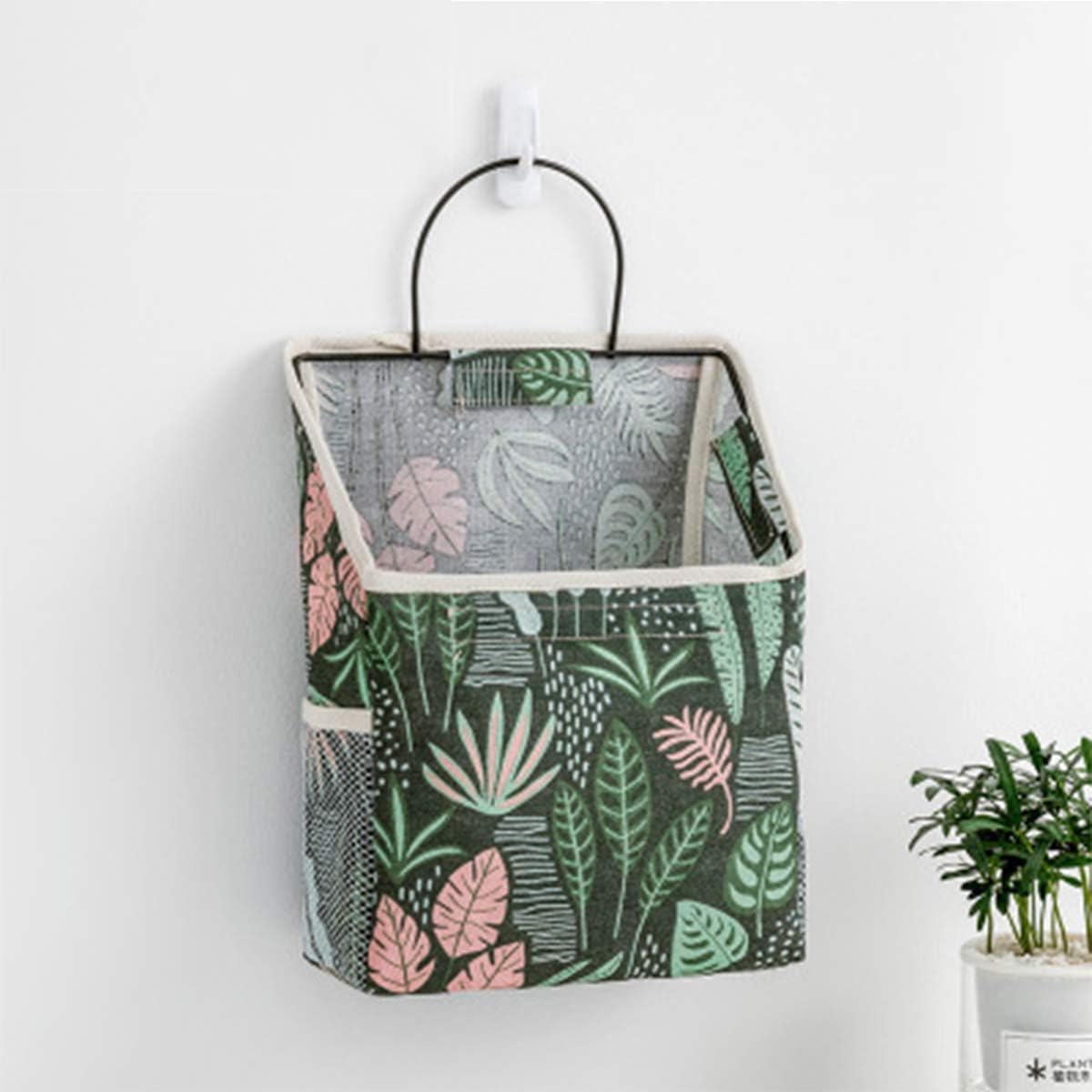 Wall Hanging Storage Bag, Waterproof Over The Door Closet Organizer Hanging Pocket Linen Cotton Organizer Box Containers for Bedroom, Bathroom (Black)