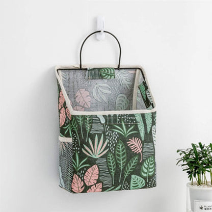 Wall Hanging Storage Bag, Waterproof Over The Door Closet Organizer Hanging Pocket Linen Cotton Organizer Box Containers for Bedroom, Bathroom (Black)