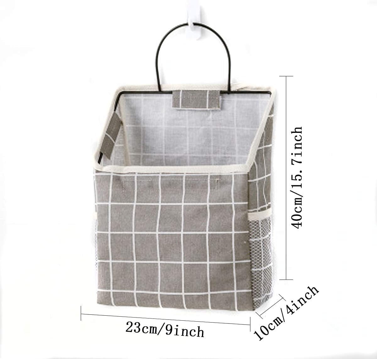 Wall Hanging Storage Bag, Waterproof Over The Door Closet Organizer Hanging Pocket Linen Cotton Organizer Box Containers for Bedroom, Bathroom (Black)