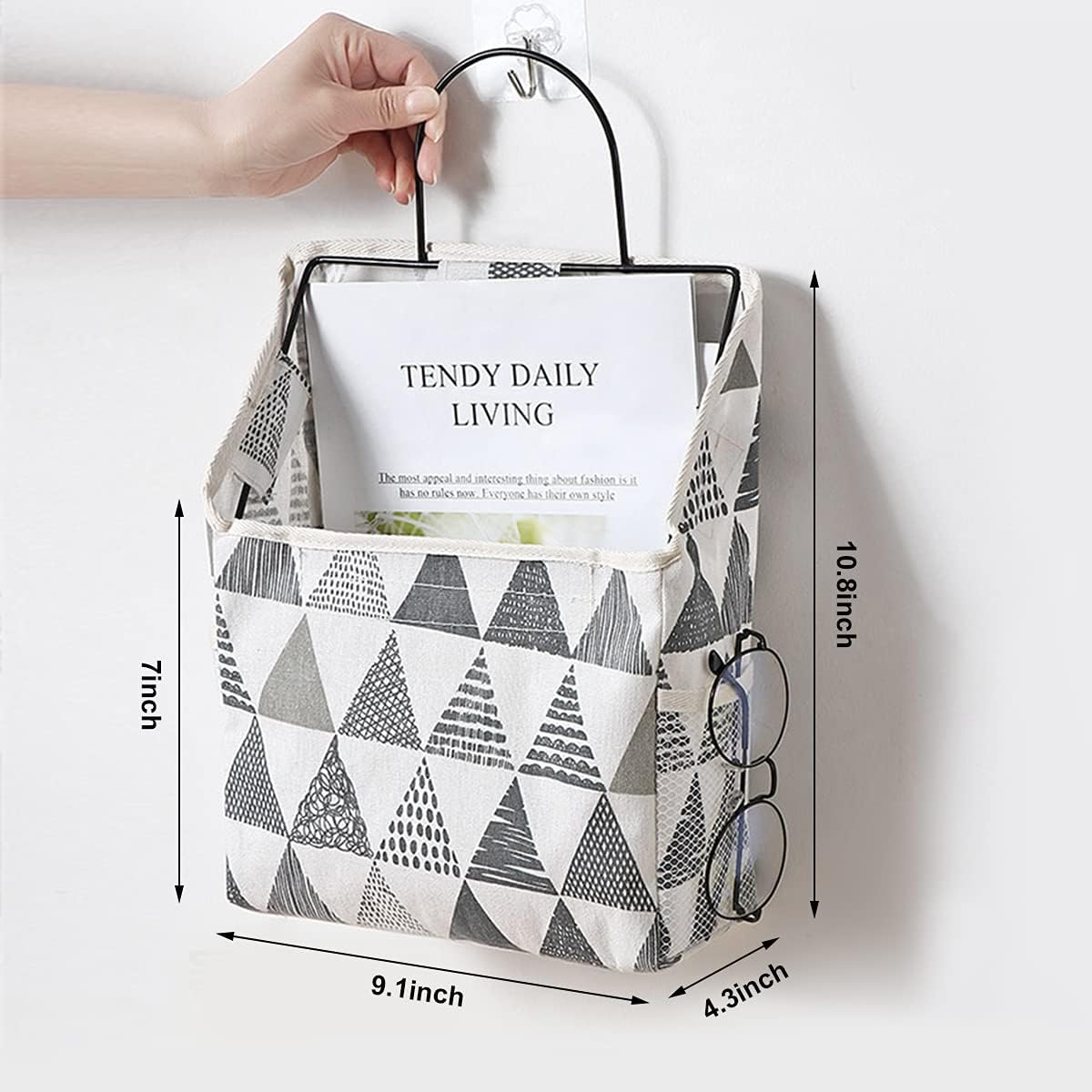 Wall Hanging Storage Bag, Waterproof Over The Door Closet Organizer Hanging Pocket Linen Cotton Organizer Box Containers for Bedroom, Bathroom (Black)