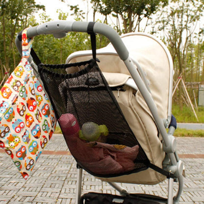 Universal Baby Stroller Hanging Mesh Pocket with Detachable Straps, 35x50cm