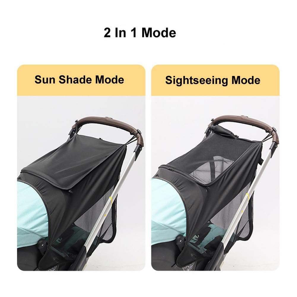 2 in 1 Strollers Sun Shade Net fit DOONA Baby Stroller and Carseat Sunshade Extension UV Protection Sun Cover Awning Umbrella 360° Full Coverage Snooze Shade Breathable Sun Protection Canopy