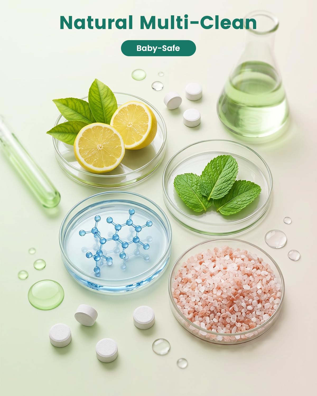 Bottle Washer Tablets 120PCS, Baby-Safe and Deep Cleans Milk Residue & Odor
