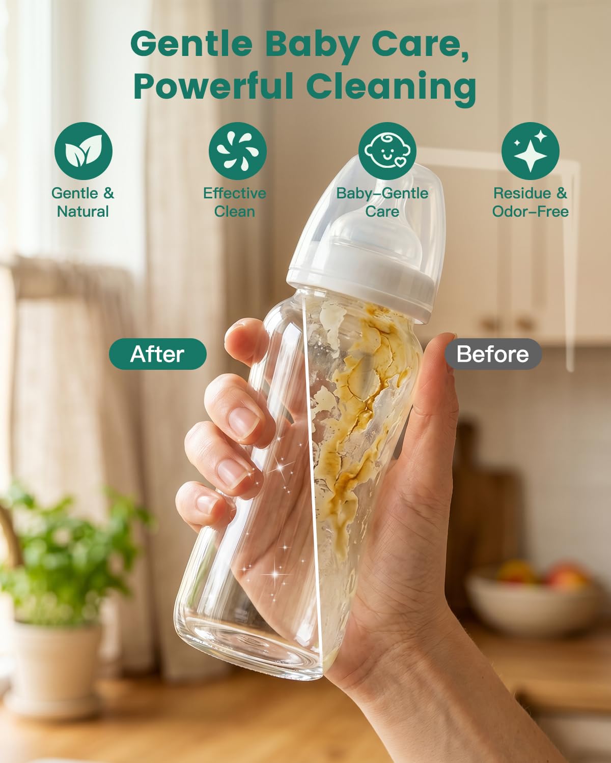 Bottle Washer Tablets 120PCS, Baby-Safe and Deep Cleans Milk Residue & Odor