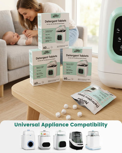 Bottle Washer Tablets 120PCS, Baby-Safe and Deep Cleans Milk Residue & Odor