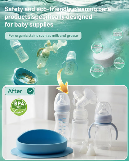 Bottle Washer Tablets 120PCS, Baby-Safe and Deep Cleans Milk Residue & Odor
