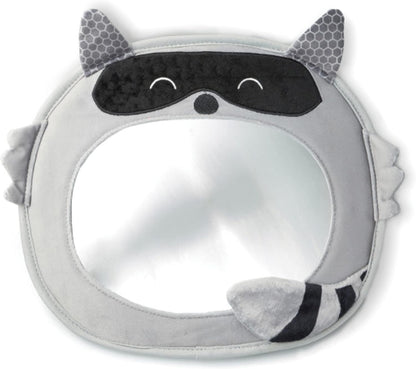 Easy View Racoon Character Baby Car Mirror, Safety Car Seat Mirror for Rear Facing Infant, Fully Adjustable, Wide Crystal Clear View, Shatterproof, Crash Tested