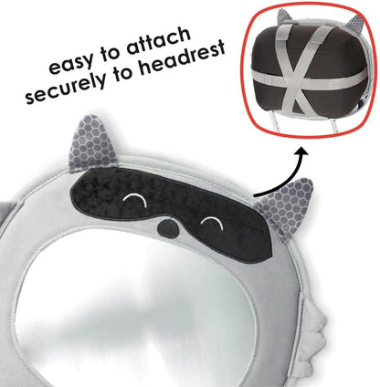 Easy View Racoon Character Baby Car Mirror, Safety Car Seat Mirror for Rear Facing Infant, Fully Adjustable, Wide Crystal Clear View, Shatterproof, Crash Tested