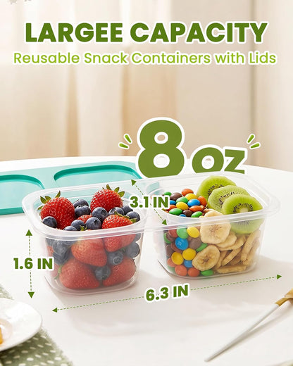 Snack Pack Containers for Kids, 5 Pack Reusable Snack Containers with Lids, 2 Compartment Small Bento Snack Box, BPA-Free Wheat Straw Lunchbox Accessories for School, Travel, Meal Prep