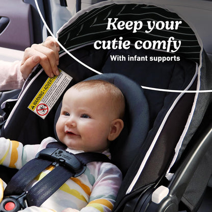 SnugRide Lite LX Infant Car Seat, Lightweight Rear-Facing Seat for Babies 4–30 lb, 4-Position Adjustable Base, Latch Installation & ProtectPlus Engineered, Studio
