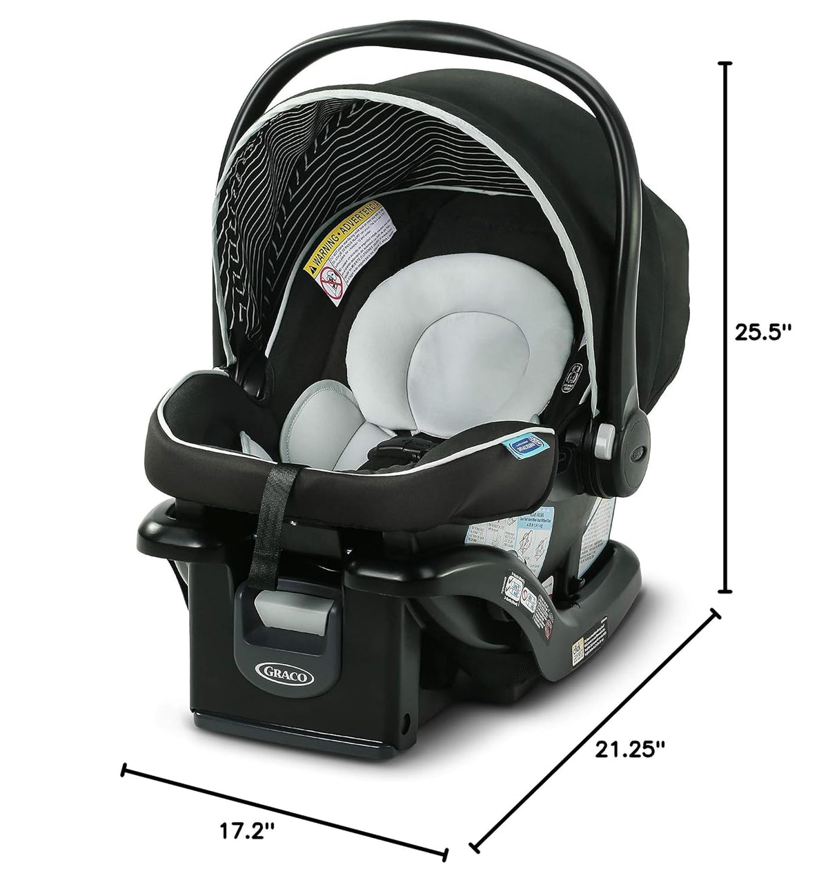 SnugRide Lite LX Infant Car Seat, Lightweight Rear-Facing Seat for Babies 4–30 lb, 4-Position Adjustable Base, Latch Installation & ProtectPlus Engineered, Studio