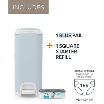 Select Pail Registry Gift Set (White) | Made of Durable Stainless Steel Metal | Includes 2 Jumbo Refills | Holds 1620 Newborn Diapers