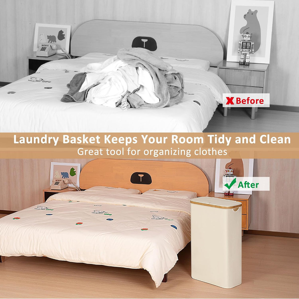 65L Slim Laundry Hamper, Narrow Laundry Basket with Lid,Foldable Clothes Hamper with Bamboo Handles,Hamper Basket with Removable Inner Bag for Laundry Room Bedroom College Dorm,17.17 Gals Pink
