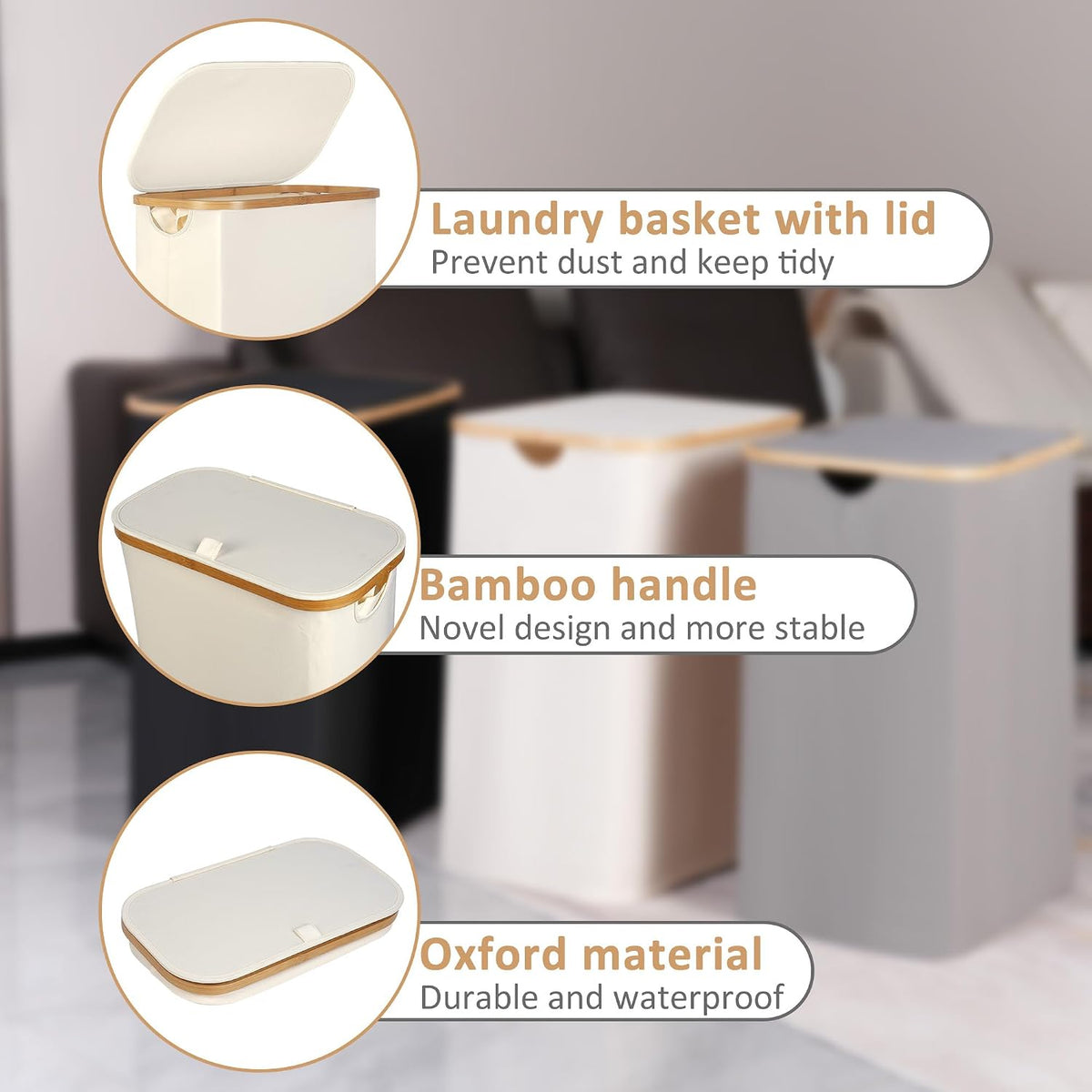 65L Slim Laundry Hamper, Narrow Laundry Basket with Lid,Foldable Clothes Hamper with Bamboo Handles,Hamper Basket with Removable Inner Bag for Laundry Room Bedroom College Dorm,17.17 Gals Pink