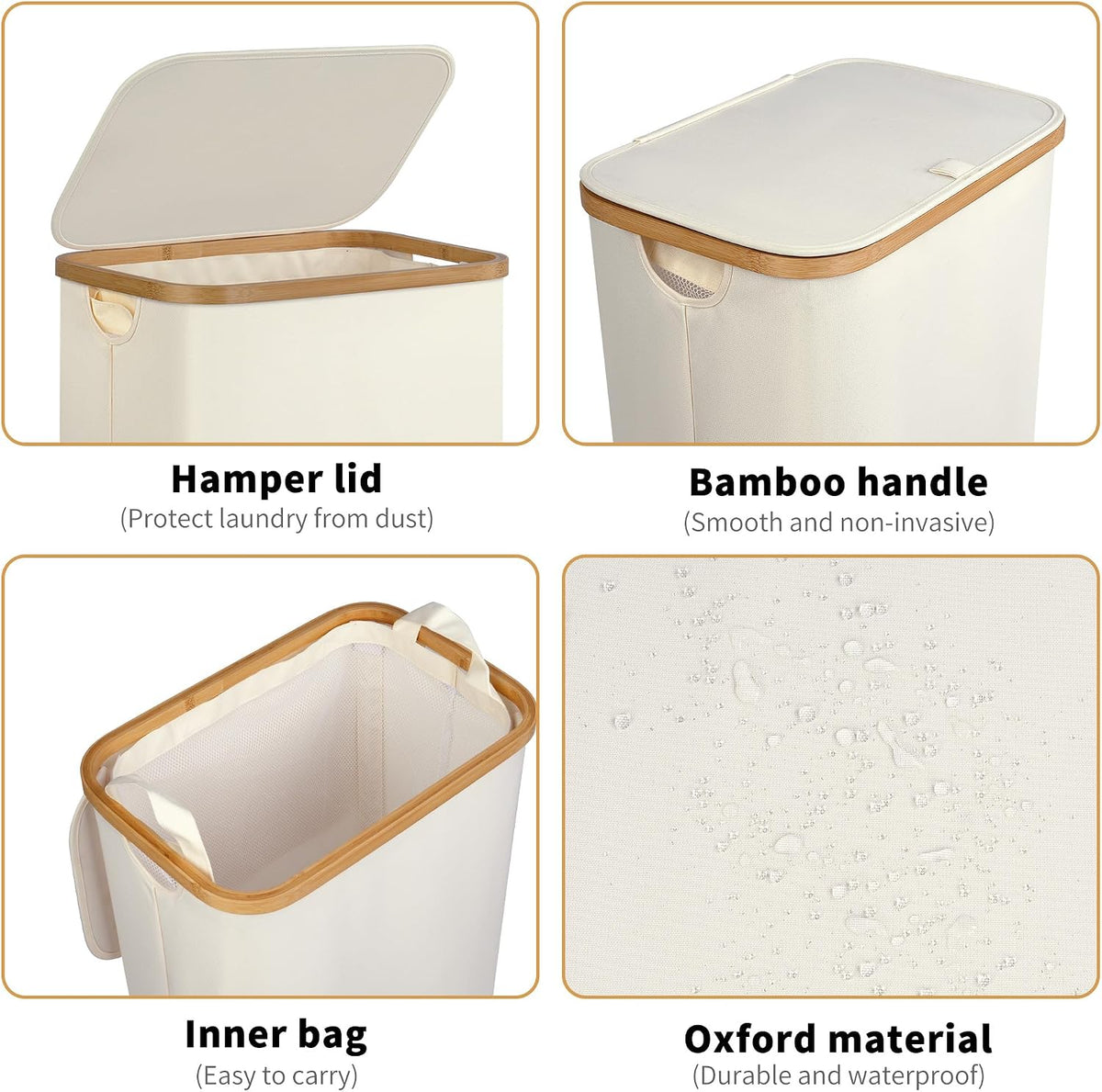 65L Slim Laundry Hamper, Narrow Laundry Basket with Lid,Foldable Clothes Hamper with Bamboo Handles,Hamper Basket with Removable Inner Bag for Laundry Room Bedroom College Dorm,17.17 Gals Pink