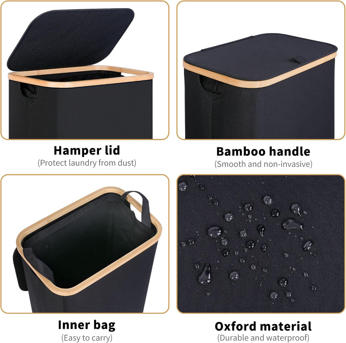 65L Slim Laundry Hamper, Narrow Laundry Basket with Lid,Foldable Clothes Hamper with Bamboo Handles,Hamper Basket with Removable Inner Bag for Laundry Room Bedroom College Dorm,17.17 Gals Pink