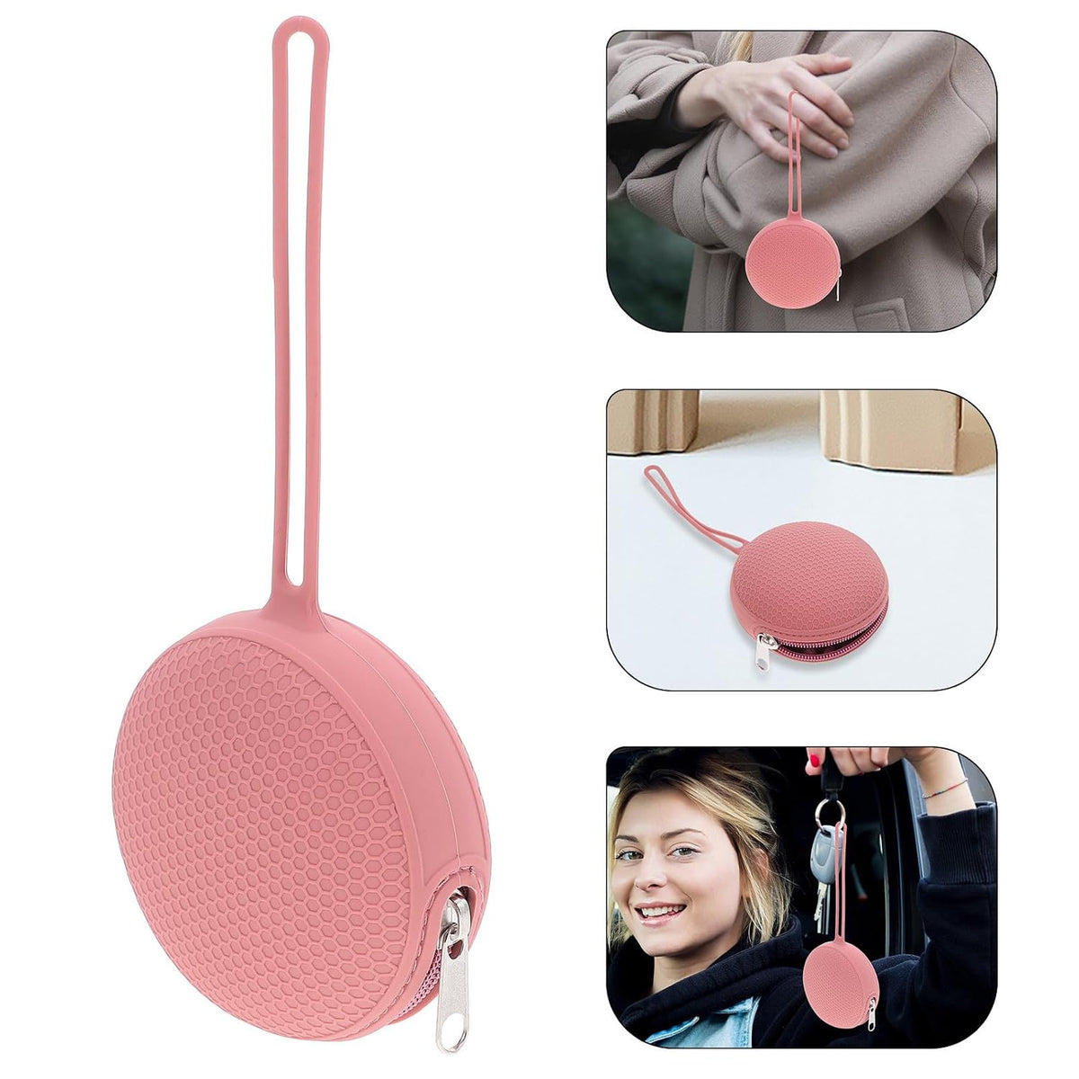 Portable Silicone Pacifier Pouch for Accessories with Zipper Closure and Lightweight Design, for Travel and Daily Use, Pink Holder Storage Case