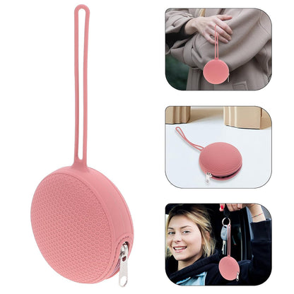 Portable Silicone Pacifier Pouch for Accessories with Zipper Closure and Lightweight Design, for Travel and Daily Use, Pink Holder Storage Case