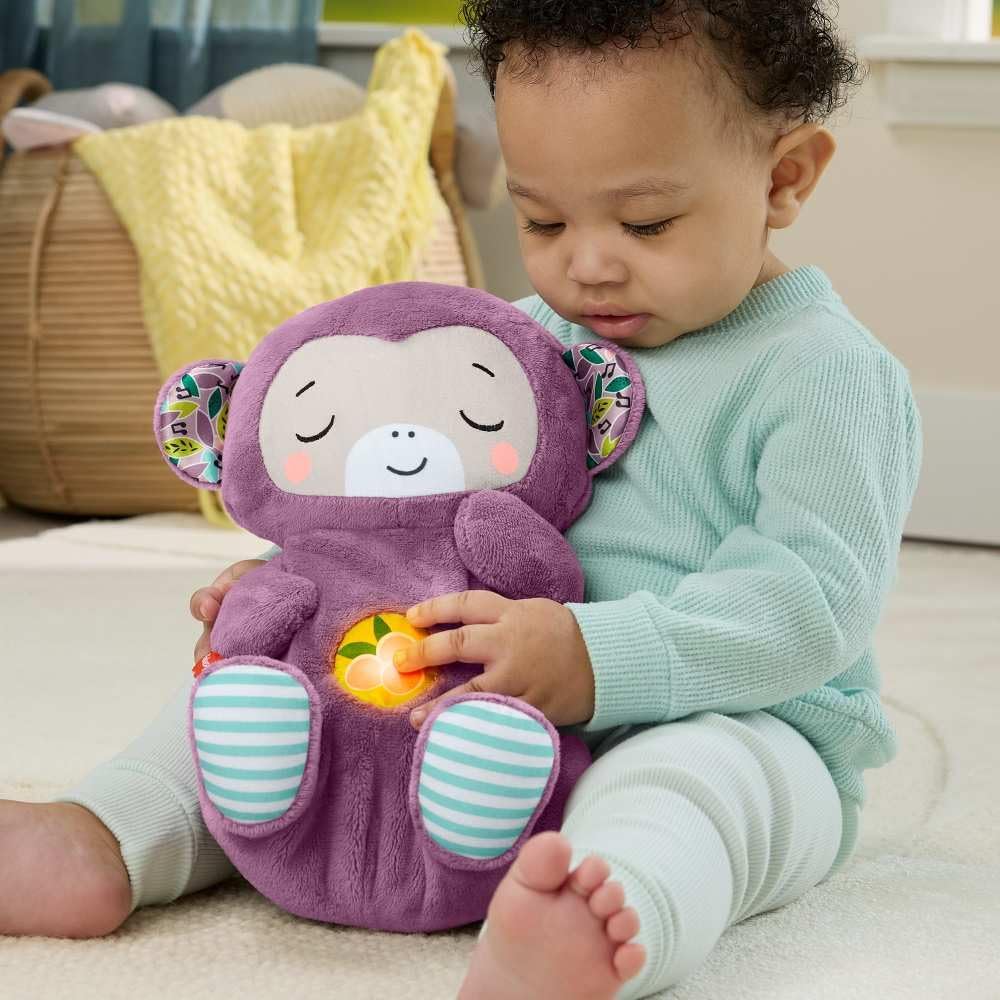 Baby Toy Soothe ‘n Snuggle Purple Monkey Plush Portable Sound Machine with Breathing Motion & Lights for Newborns Ages 0+ Months