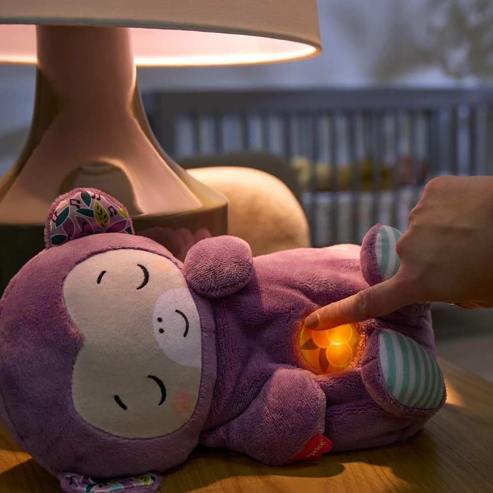 Baby Toy Soothe ‘n Snuggle Purple Monkey Plush Portable Sound Machine with Breathing Motion & Lights for Newborns Ages 0+ Months