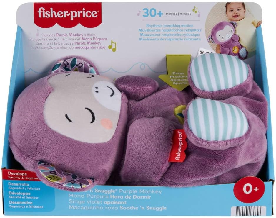 Baby Toy Soothe ‘n Snuggle Purple Monkey Plush Portable Sound Machine with Breathing Motion & Lights for Newborns Ages 0+ Months