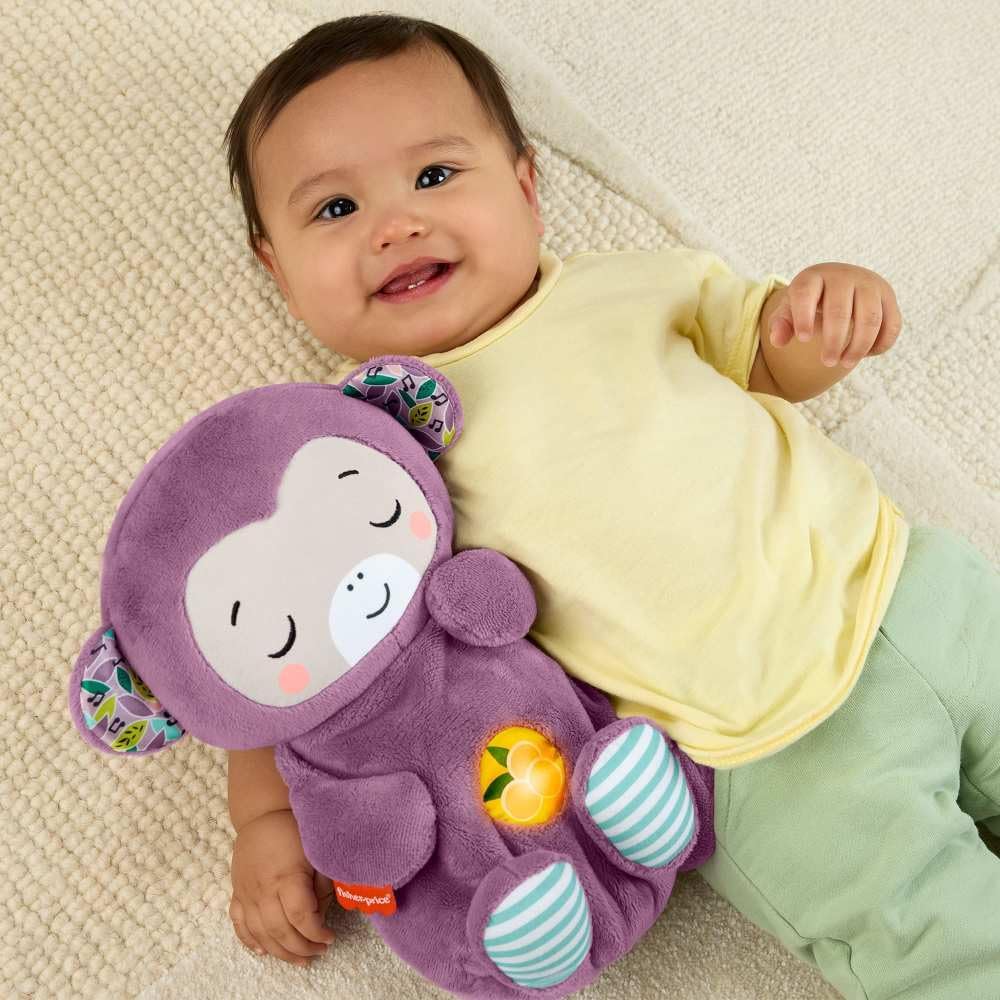 Baby Toy Soothe ‘n Snuggle Purple Monkey Plush Portable Sound Machine with Breathing Motion & Lights for Newborns Ages 0+ Months