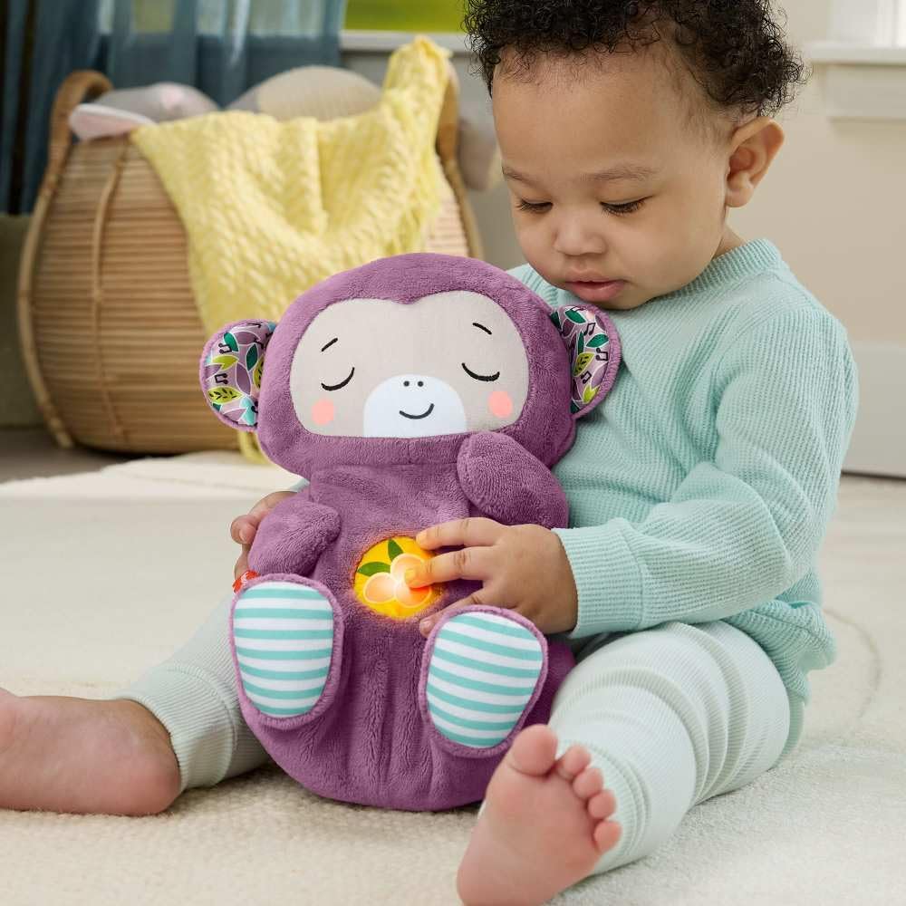 Baby Toy Soothe ‘n Snuggle Purple Monkey Plush Portable Sound Machine with Breathing Motion & Lights for Newborns Ages 0+ Months