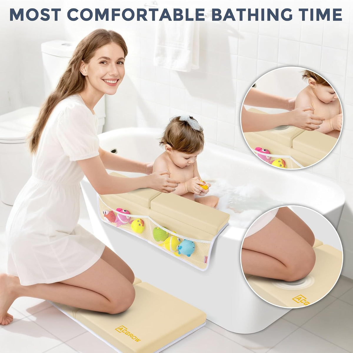 Bath Kneeler and Elbow Rest Pad Set, 1.5” Thick Bathtub Kneeling Mat