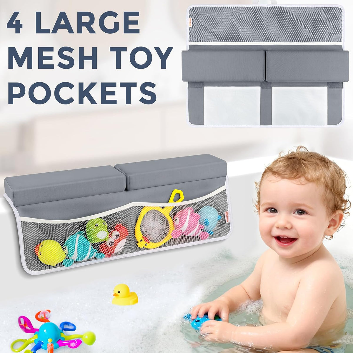 Bath Kneeler and Elbow Rest Pad Set, 1.5” Thick Bathtub Kneeling Mat