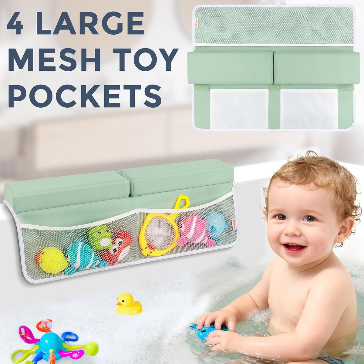 Bath Kneeler and Elbow Rest Pad Set, 1.5” Thick Bathtub Kneeling Mat