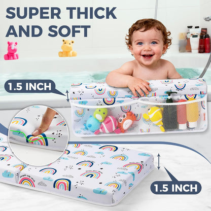 Bath Kneeler and Elbow Rest Pad Set, 1.5” Thick Bathtub Kneeling Mat