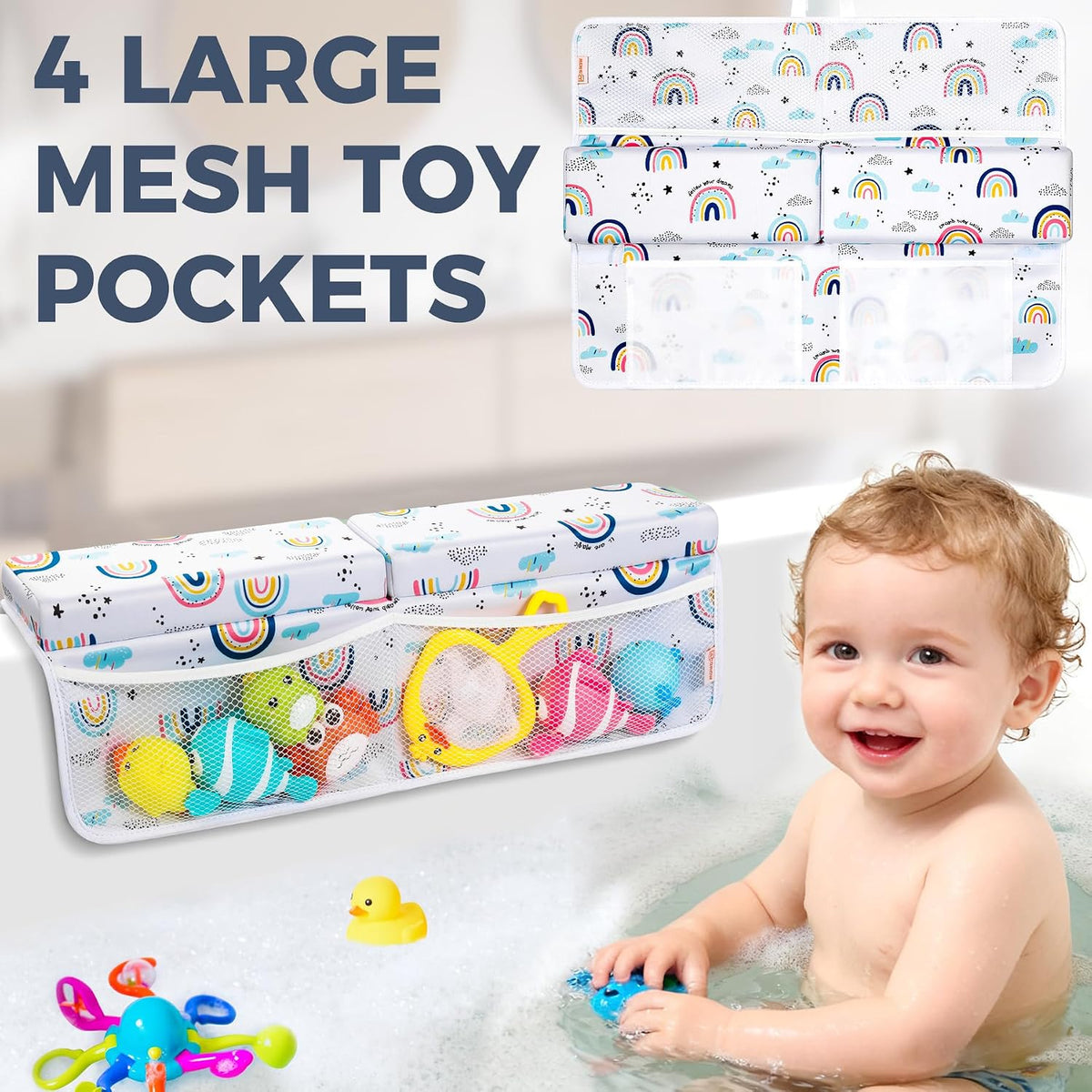 Bath Kneeler and Elbow Rest Pad Set, 1.5” Thick Bathtub Kneeling Mat