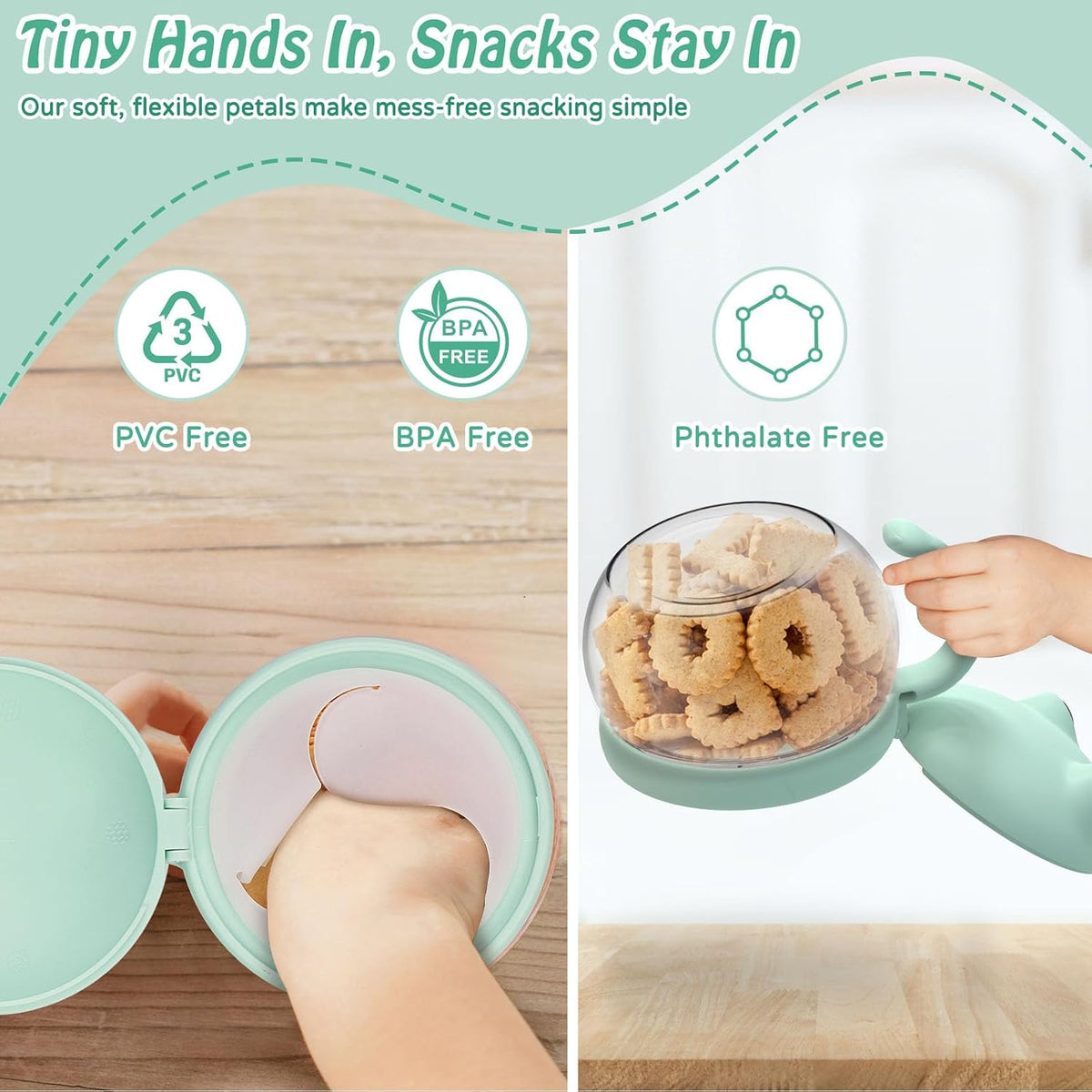 2 Pack Toddler Snack Cups Spill-Proof Snack Containers for Kids