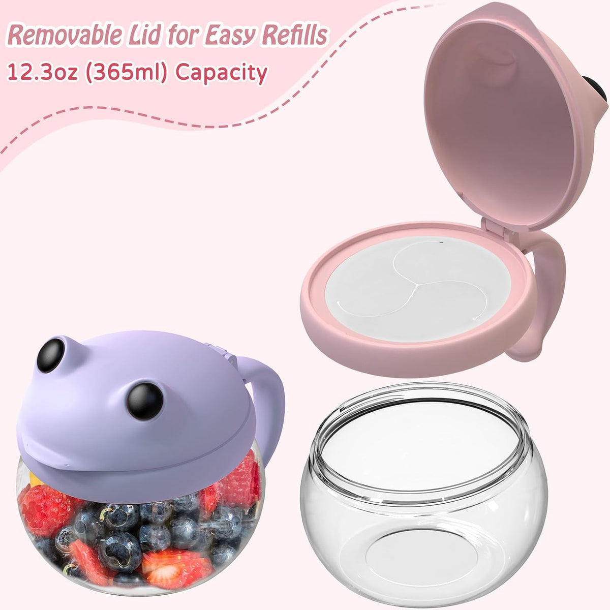 2 Pack Toddler Snack Cups Spill-Proof Snack Containers for Kids