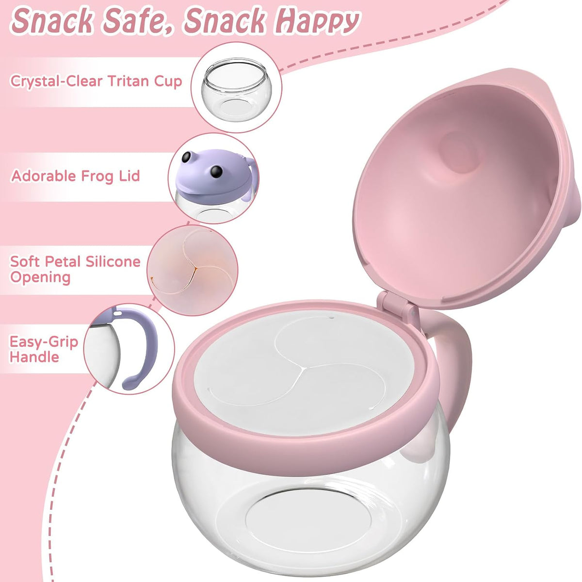2 Pack Toddler Snack Cups Spill-Proof Snack Containers for Kids