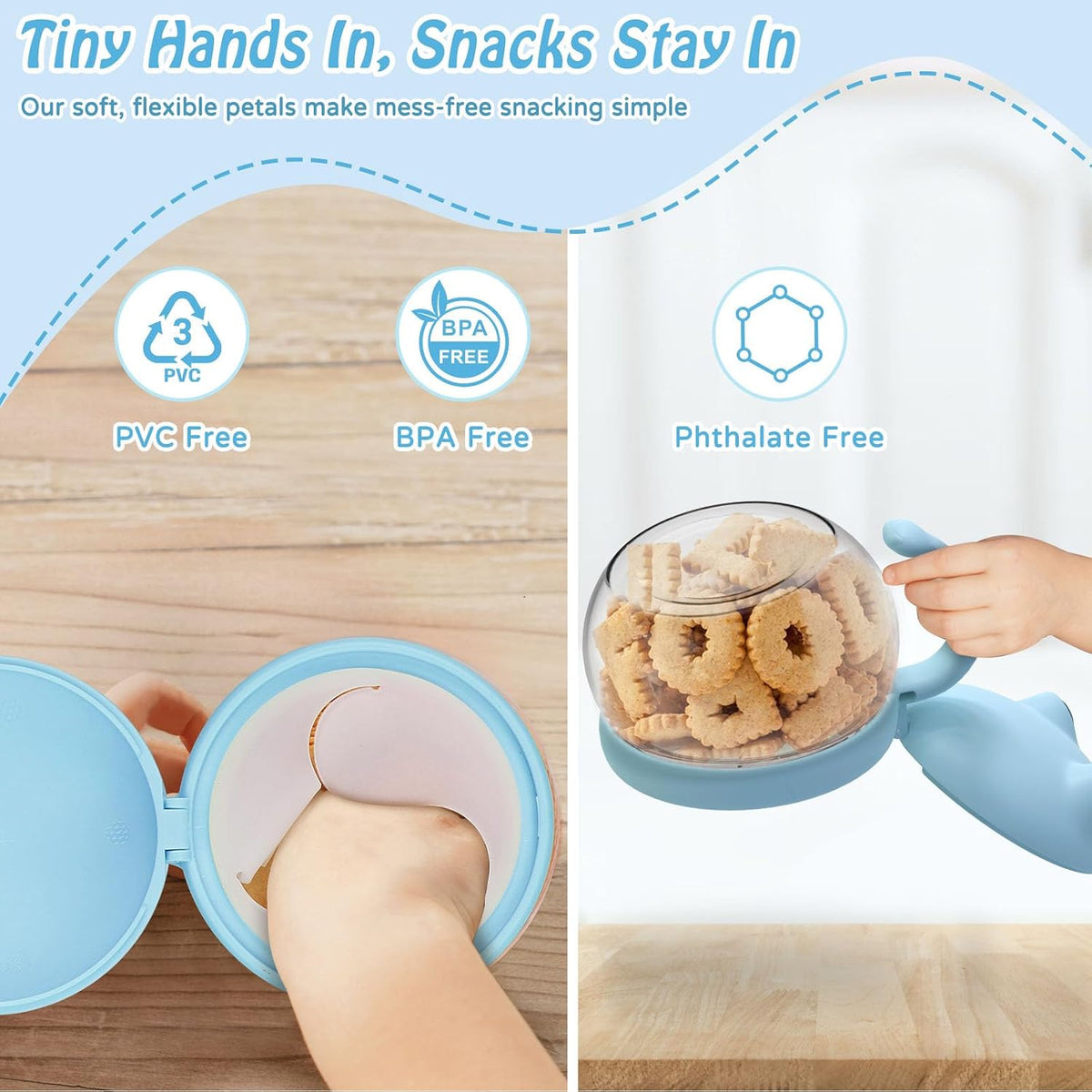 2 Pack Toddler Snack Cups Spill-Proof Snack Containers for Kids
