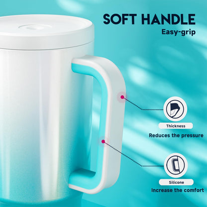 40 oz Tumbler with Handle and Straw: Stainless Steel Insulated Tumbler with Lid and Straw - 100% Leak Proof Tumbler for Car Cup Holders - Travelers Commuters Workers, Blue Rose